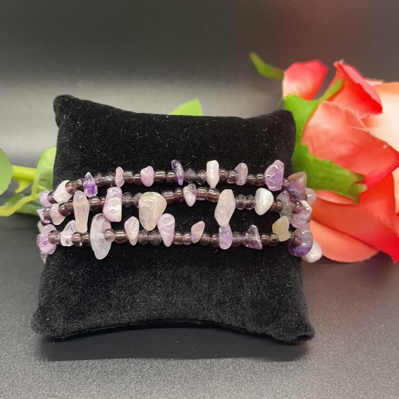 Natural Amethyst Necklace Earring and Bracelet set - Picture 10 of 13